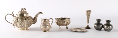 Lot An Early-Mid 20th Century Indian White Metal Three-Piece Tea Service