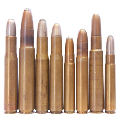 Lot An assortment of eight inert rimless big game...