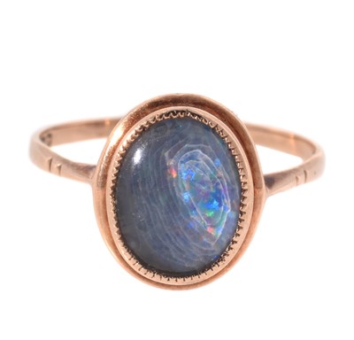 Lot 109A - A 9ct yellow gold and synthetic opal solitaire ring