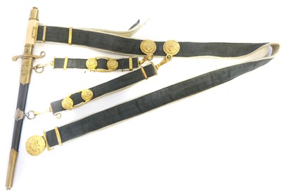 Lot Polish Naval dagger and scabbard, 9inch double...