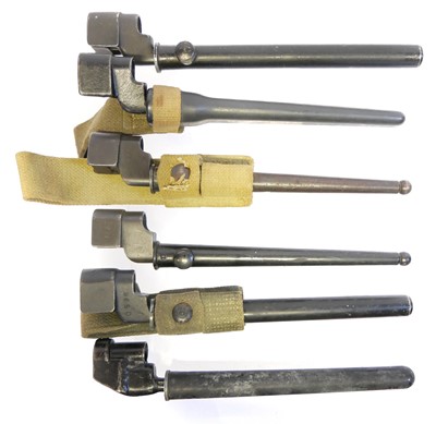 Lot Six No.4 Spike bayonets and scabbards, one of...