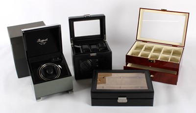 Lot 91 - Two Wristwatch/Pocket Watch Display/Storage Cases and Two Automatic Watch Winders