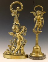 Lot 3 - Rocco brass door stop and one other.