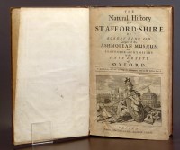 Lot 116 - Plot, R., The Natural History of Staffordshire, 1686, full contemporary calf, raised bands, folding map, 37 engraved plates (1 volume).