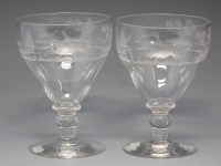 Lot 134 - Pair of Rummers engraved with fox hunting scenes.