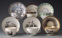 Lot 161 - Five Liverpool Herculaneum cups and saucers circa 1815