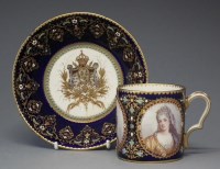 Lot 195 - Sevres style cup and saucer.