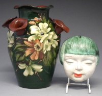 Lot 258 - Goldschieder wall mask, and a vase possibly Weller