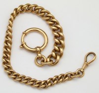 Lot 347 - 585 gold graduated flat curb watch chain 66.6g.