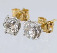 Lot 353 - Pair of diamond ear studs.