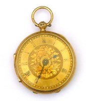 Lot 386 - 18ct gold pocket watch.