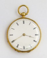 Lot 388 - Gold cased pocket watch by Bonnet Geneve