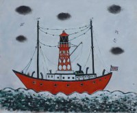 Lot 398 - Joan Gilchrest, Lighthouse Ship, oil.