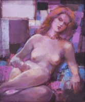 Lot 401 - Bohuslav Barlow, Purple Rest, oil on canvas.