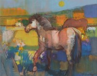 Lot 403 - Bohuslav Barlow, Spring Foal, oil on board.