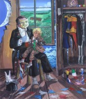 Lot 405 - Francis Wainwright, The Ventriloquist, acrylic.
