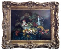 Lot 420 - R. Bennington, Large gilt framed still life oil painting.