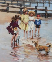 Lot 421 - Dianne Flynn, Paddling with Dolly, oil.