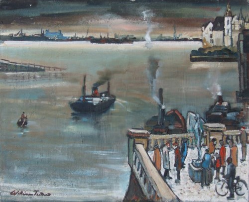 Lot 422 - William Turner, Antwerp Harbour, oil.