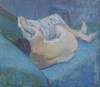 Lot 423 - Forrest Hewit, Reclining nude, oil.