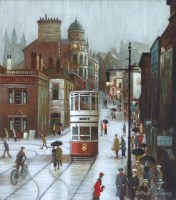 Lot 425 - Arthur Delaney, Warren Street, Stockport, oil.