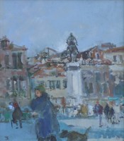 Lot 433 - Tom Coates, Venice, oil.