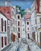 Lot 437 - Alec Fleming, Rue des Abbesses, Paris, oil.