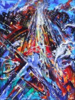 Lot 443 - David Wilde, Rush Hour, Trafford Park, Nov, acrylic.