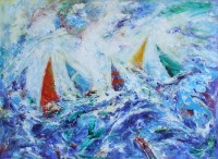 Lot 444 - David Wilde, Stormy Regatta, acrylic.