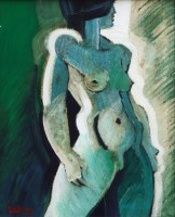 Lot 447 - Geoffrey Key, Figure, oil.