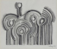 Lot 492 - Geoffrey Key, Flowers, pencil.