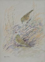 Lot 507 - Eric Ennion, Chiffchaffs Lining Nest, watercolour and pencil.