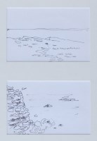 Lot 527 - Kyffin Williams, Two coastal views, ink (2).