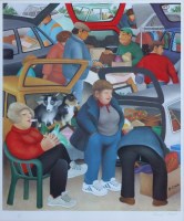 Lot 545 - After Beryl Cook, Car Boot Sale, signed print.