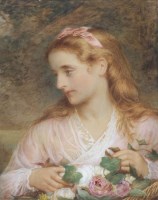 Lot 581 - Edward Tayler, Female portrait, watercolour.