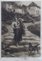 Lot 594 - Herbert Dicksee, Down to the Sea, signed etching.