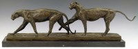 Lot 601 - French bronze group of two cheetahs