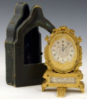 Lot 614 - Gilt brass desk timepiece clock.