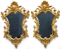 Lot 636 - Pair of Gesso wall mirrors.