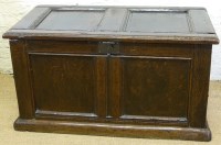 Lot 649 - Oak two panel blanket chest.