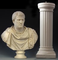 Lot 665 - Plaster bust and pedestal.
