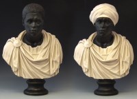 Lot 666 - Pair modern marble effect composition busts
