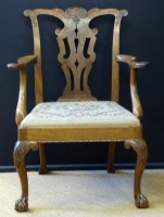 Lot 685 - 19th century open arm chair.