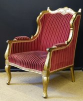 Lot 698 - Gilt framed fireside chair.