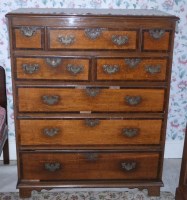 Lot 708 - 18th century oak and cross banded chest of drawers
