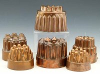 Lot 6 - 6 copper jelly moulds.