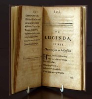 Lot 56 - Oldmixon, J., Poems on Several Occasions, 1696, brown calf spine, brown cloth, book plate of Chester Historic Society, some pages foxed (1 volume).