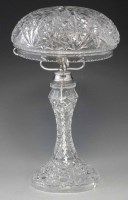 Lot 77 - Cut glass mushroom table lamp and shade