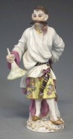 Lot 127 - Meissen Japanese with fan figure.