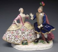 Lot 129 - Meissen figure group.
